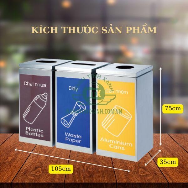 Kích thước thùng rác 3 ngăn