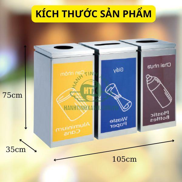 Tham khảo kích thước thùng phân loại rác 3 ngăn