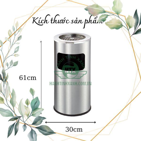 Kích thước thùng rác inox gạt tàn cỡ lớn