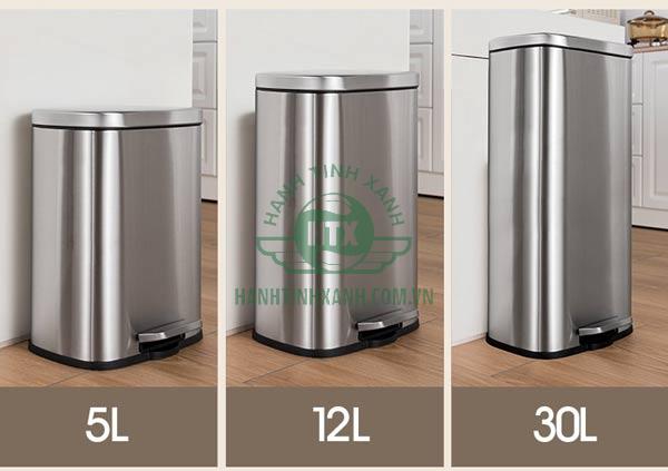 Tham khảo 1 vài dung tích thùng rác inox vuông