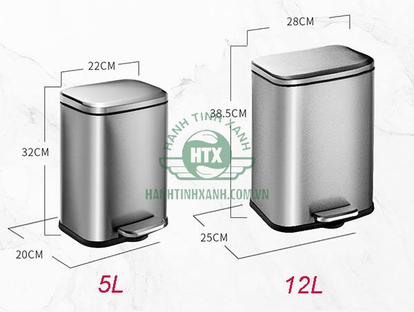 Tham khảo kích thước thùng rác inox