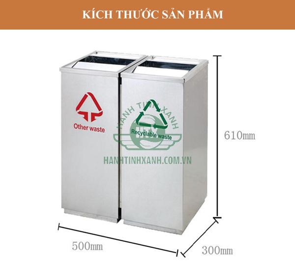 Kích thước thùng rác đôi inox