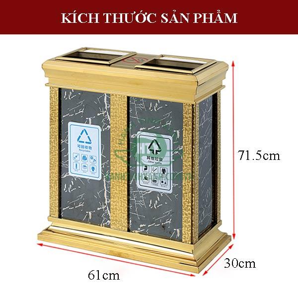 Kích thước thùng rác inox giả đá hoa cương