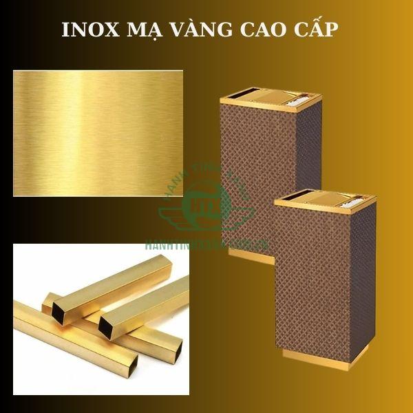Khung thùng rác làm bằng inox mạ vàng