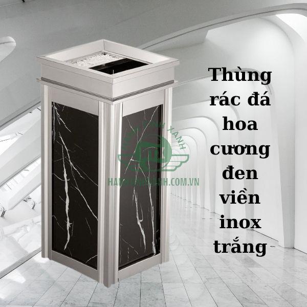 Mẫu thùng rác trang trí bằng đá kết hợp inox sang trọng