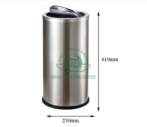 Kích thước thùng rác inox tròn nắp lật