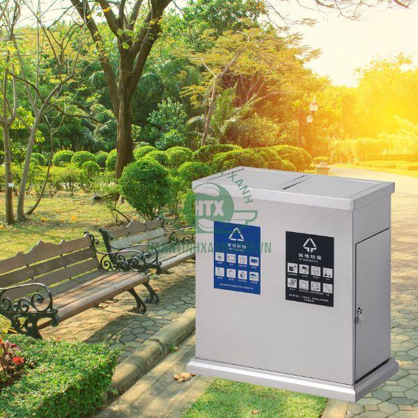 Thùng rác có 2 ngăn phân loại rác cho khu vực công cộng