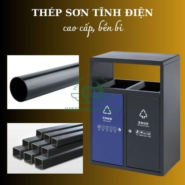 Mẫu thùng rác được sản xuất từ thép sơn tĩnh điện đen