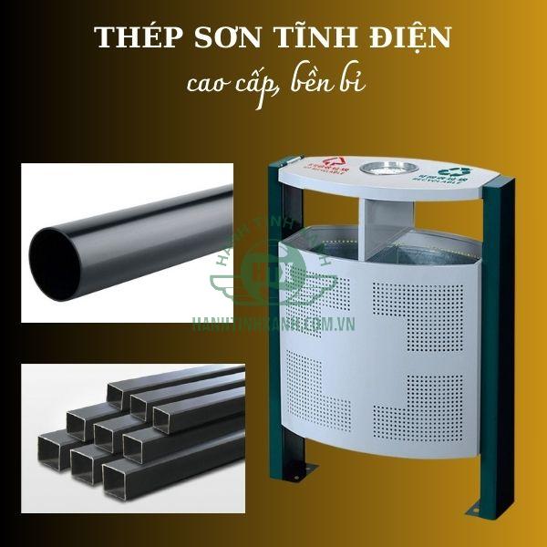 Mẫu thùng rác làm bằng thép với độ bền cao