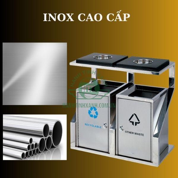 Thùng rác sản xuất từ inox cao cấp, dày và mịn