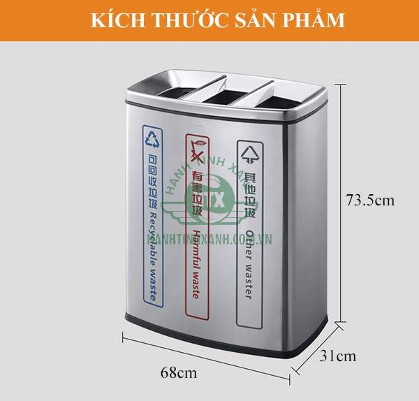 Kích thước thùng rác ngoài trời bằng inox