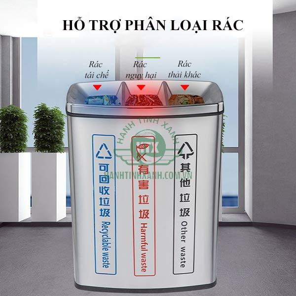 3 ngăn đựng rác của thùng rác phù hợp với từng loại rác thải