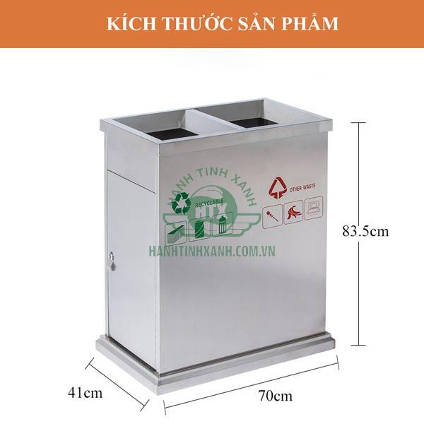 Kích thước thùng rác đôi ngoài trời