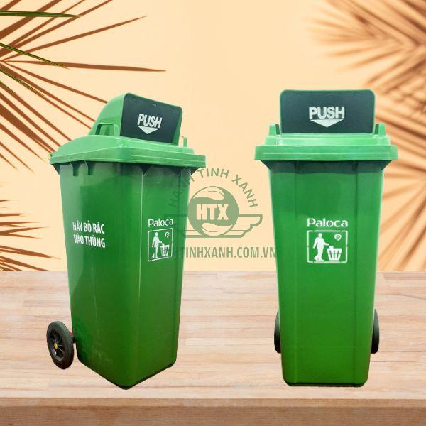 Dòng thùng rác nắp đẩy 120 lít được sử dụng tại không gian công cộng