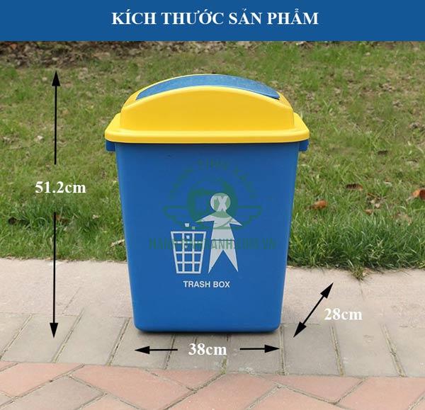 Kích thước thùng rác nhựa có nắp 30L
