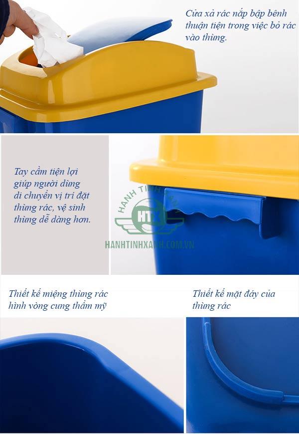 Đặc điểm của thùng đựng rác 30L bằng nhựa nắp lật