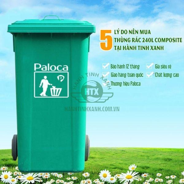 Thùng rác nhựa Composite 240L Paloca