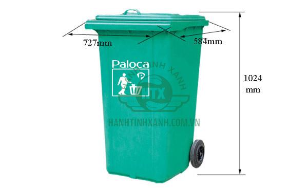 Kích thước Thùng rác nhựa Composite 240 lít Paloca