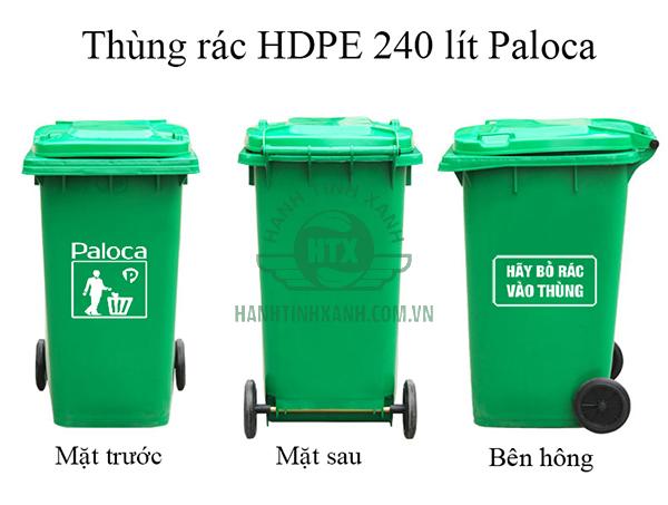 Thùng rác nhựa HDPE 240 lít