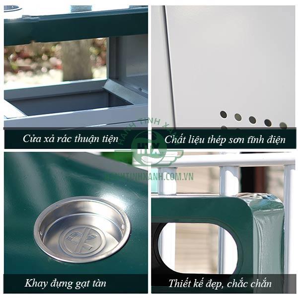 Các bộ phận cấu thành thùng rác 2 ngăn ngoài trời