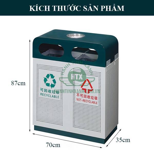 Kích thước thùng rác đôi ngoài trời phân loại rác