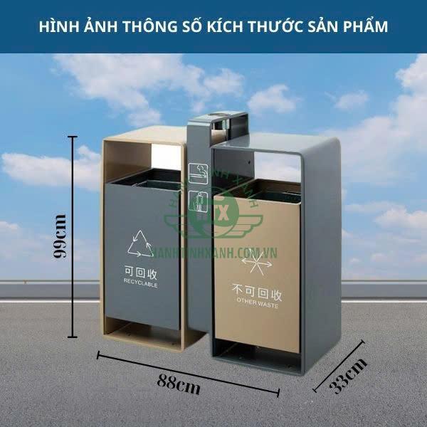 Kích thước thùng rác 2 ngăn phân loại rác