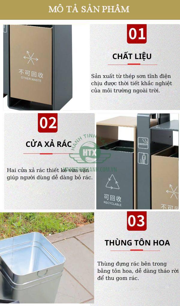Tham khảo các đặc điểm cấu thành thùng rác 2 ngăn phân loại rác thải