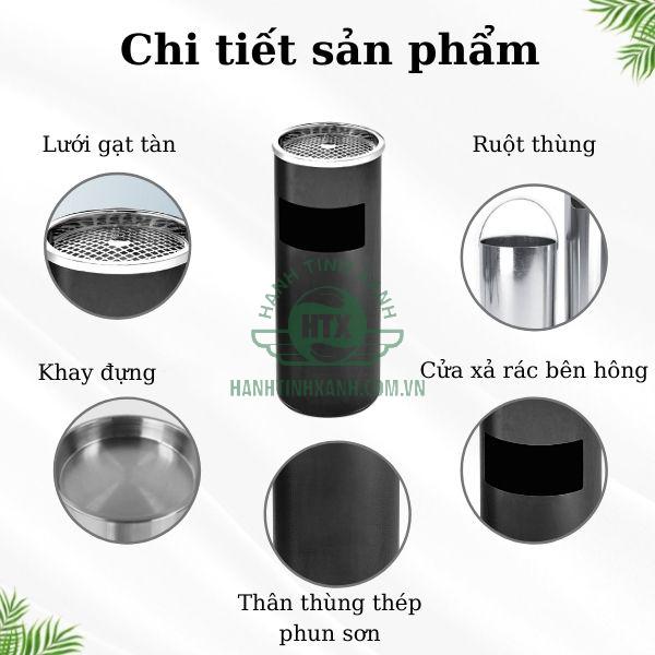 Chi tiết các bộ phận của thùng rác gạt tàn