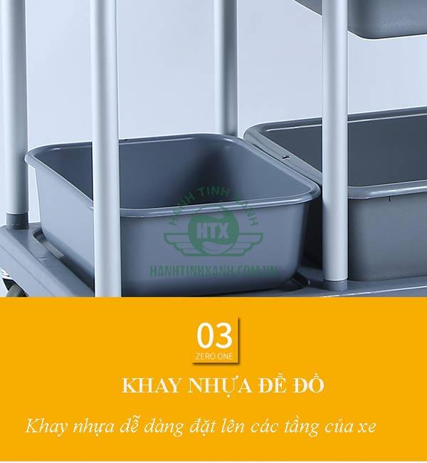 Các khay nhựa dễ dàng đặt lên khung xe