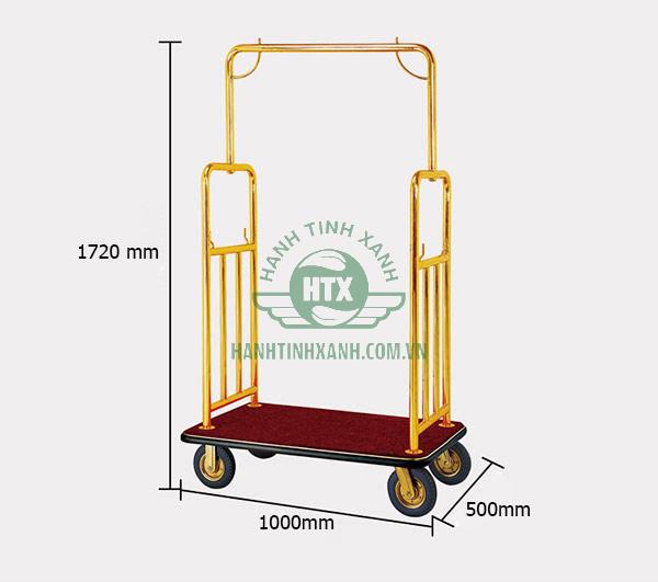 Thông số kích thước xe đẩy hành lý khách sạn bằng inox