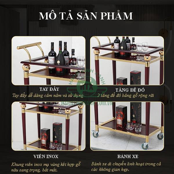 Chi tiết các đặc điểm xe phục vụ rượu trà nhà hàng, khách sạn