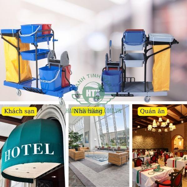 Xe đẩy dọn vệ sinh khách sạn, nhà hàng giá tốt tại Hành Tinh Xanh