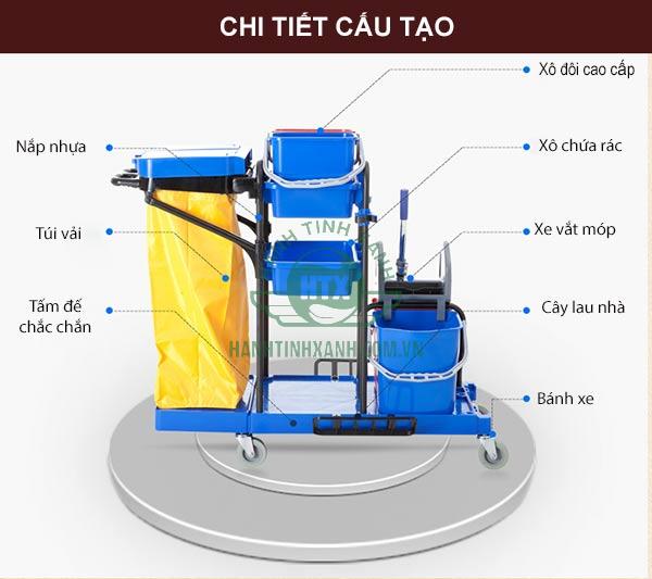 Xe làm vệ sinh chuyên dụng giúp công việc dọn dẹp của nhân viên đỡ vất vả hơn