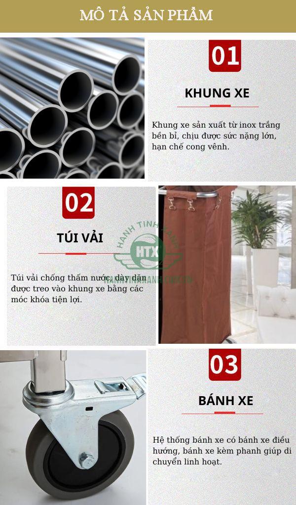 Đặc điểm các chi tiết cấu thành xe trolley làm buồng khung inox