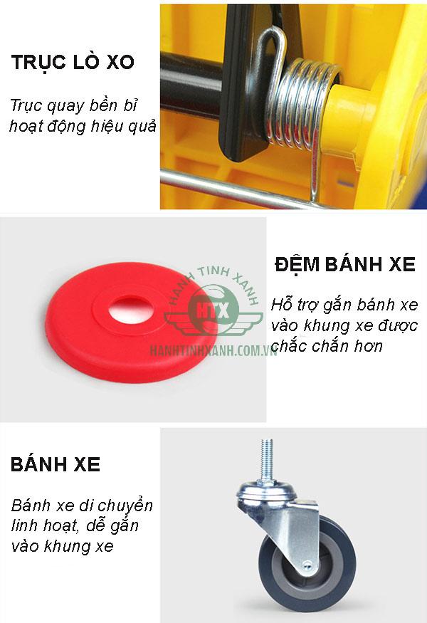 Chi tiết các bộ phận cấu thành xe vắt móp 60 lít