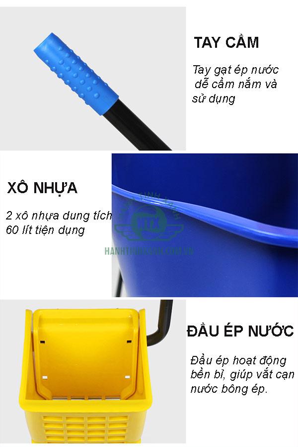    Chi tiết các bộ phận cấu thành xe vắt móp 60 lít