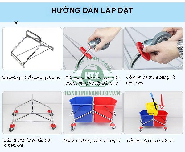 Hướng dẫn lắp đặt xe vắt nước lau sàn nhà 60 lít