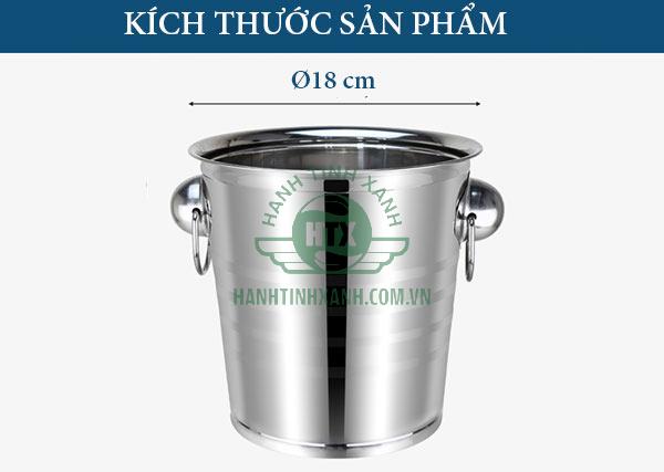 Kích thước xô inox để đá lạnh