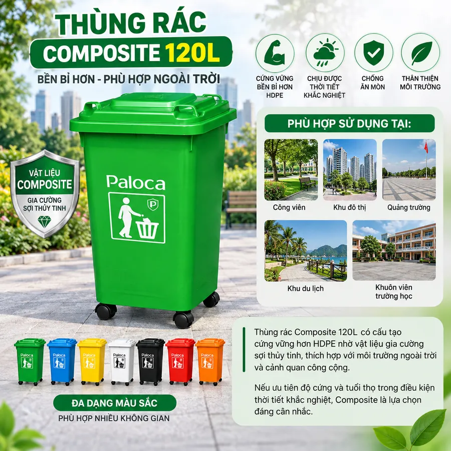 Thùng rác Composite 120L