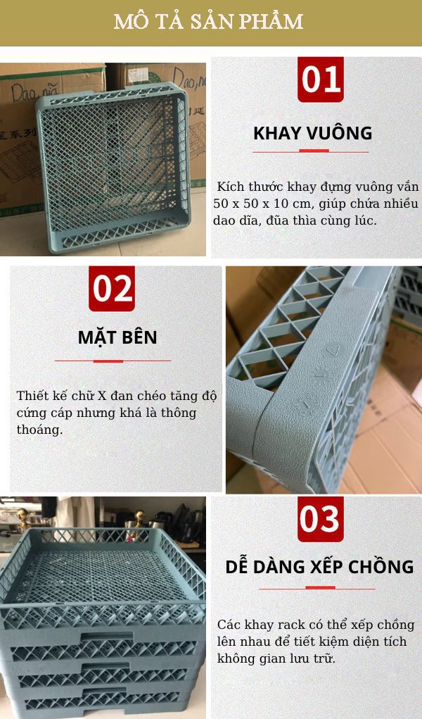 Mô tả chi tiết cấu tạo rack đựng dao dĩa