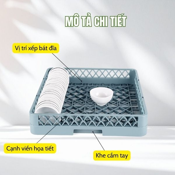 Khay rack bát đĩa hình vuông