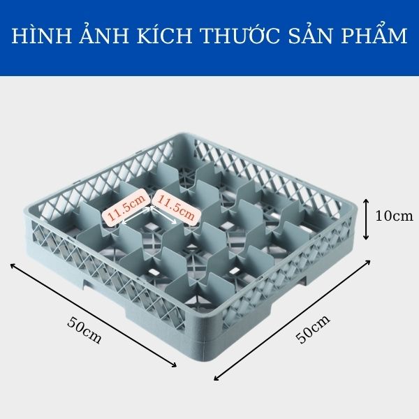Rack đựng ly 16 ngăn màu ghi