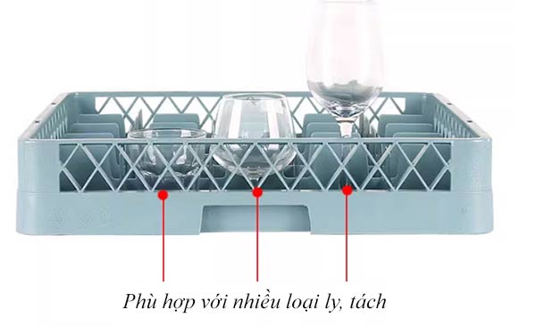 Rack đựng ly 20 ngăn màu ghi