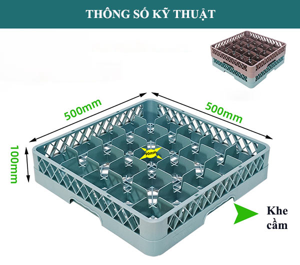 Rack đựng ly 25 ngăn màu ghi