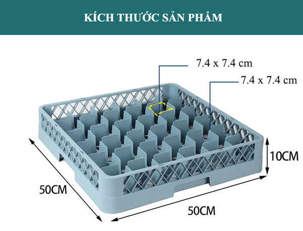 Rack đựng ly 36 ngăn màu ghi