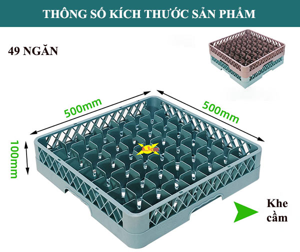 Rack đựng ly 49 ngăn màu ghi