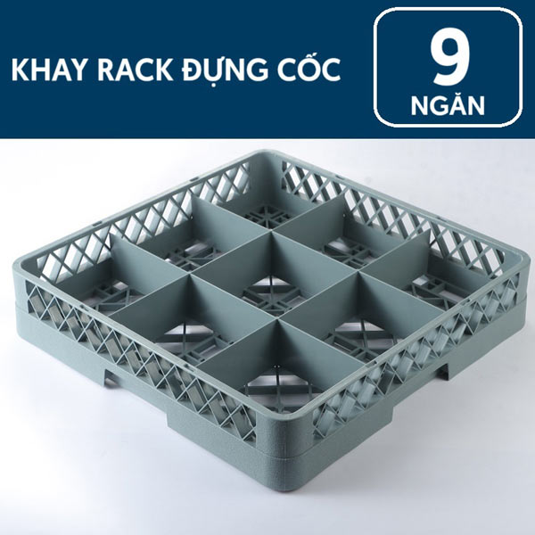 Rack đựng ly 9 ngăn màu ghi nhựa PP