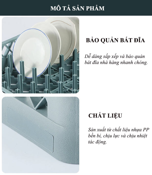 Tham khảo đặc tính Rack nhựa đựng bát đĩa 25 chông