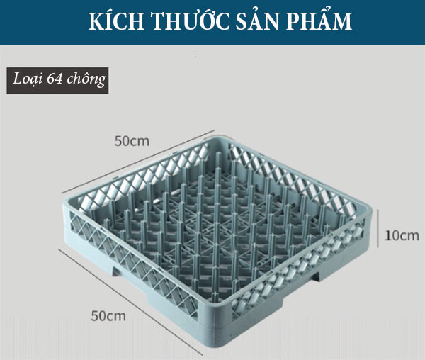Rack nhựa đựng bát đĩa 64 chông