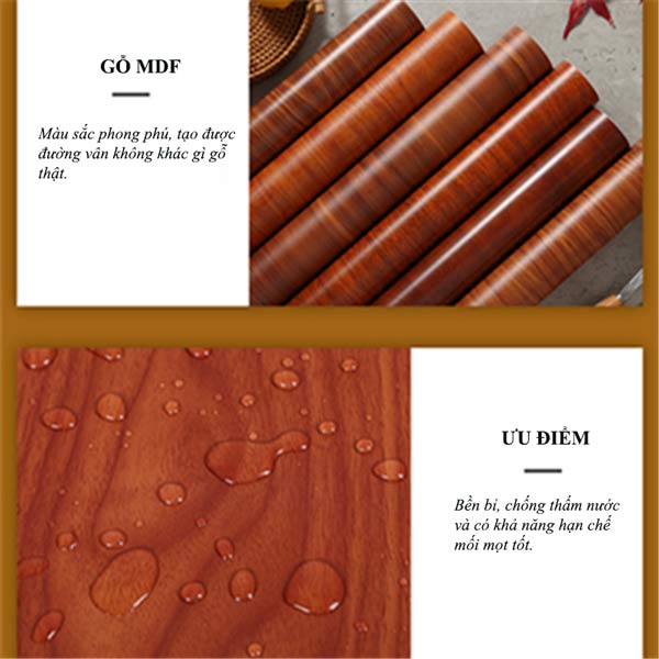 Chất liệu gỗ MDF màu sắc đẹp và bền